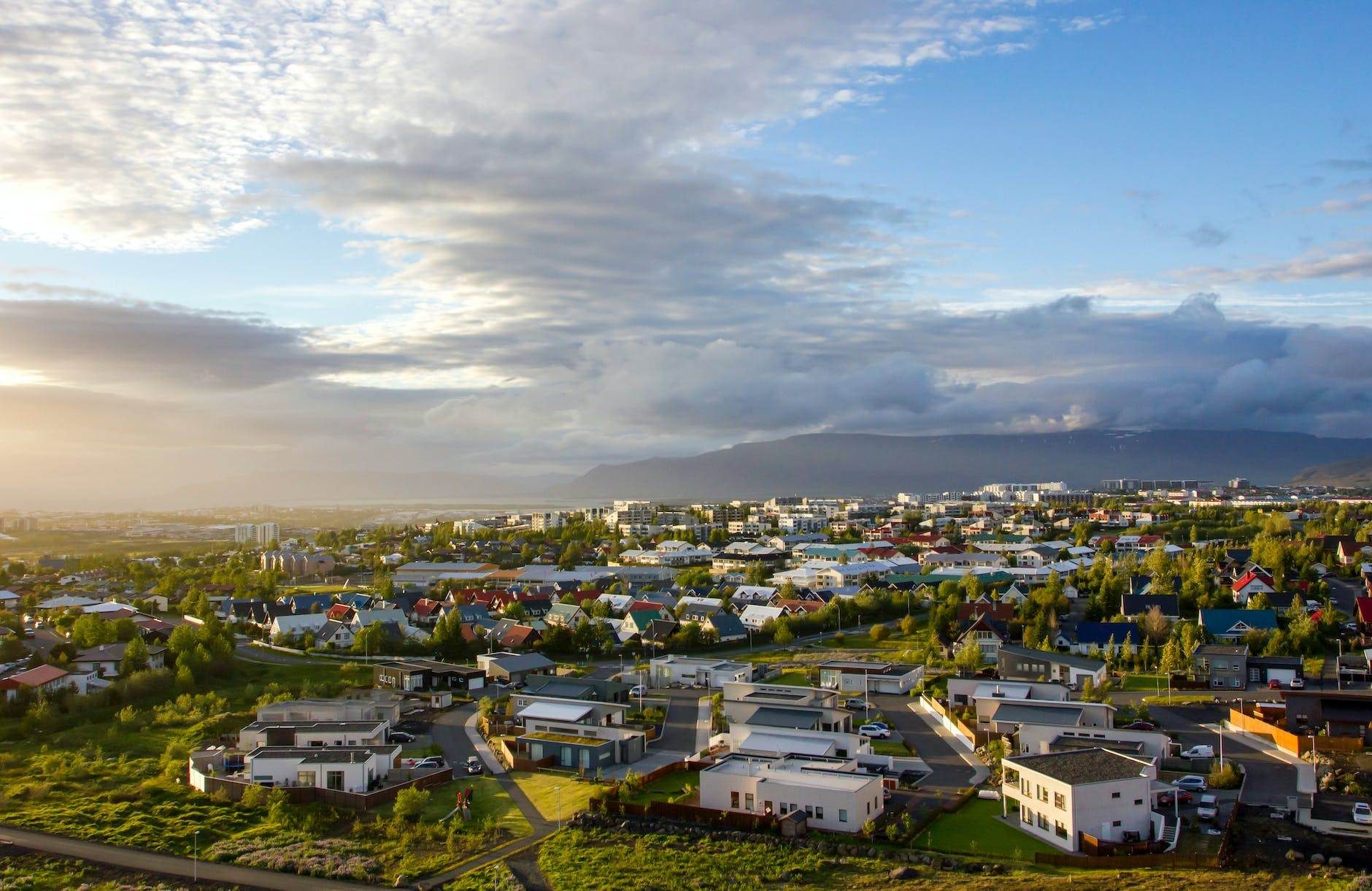 aerial view of houses in a neighborhood